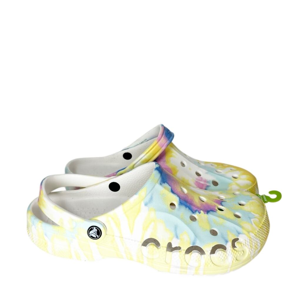 CROCS CLASSIC WHITE/MULTI TIE DYE GRAPHIC CLOG SIZE 11 MEN OR 12 WOMEN BRAND NEW